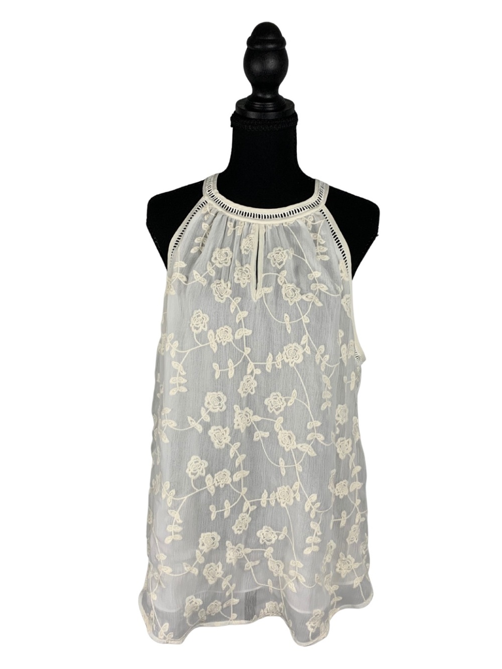 Daniel Rainn Ivory Floral Lace Halter Camisole Women’s XL Boho Feminine